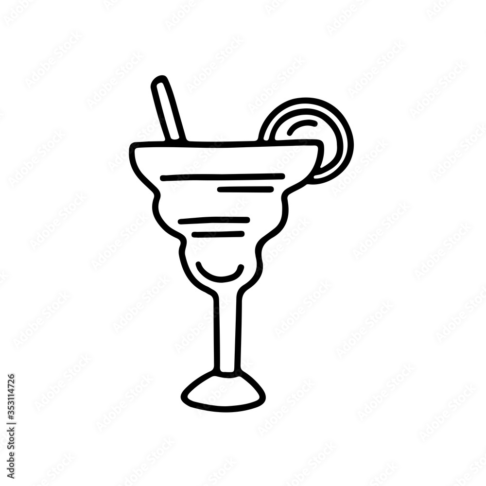 Hand drawn cocktail vector doodle sketch illustration isolated on white background. Decoration for greeting cards, posters, emblems, wallpaper, menu, cafe, restaurant Hand drawn cocktail vector doodle sketch illustration isolated on white background. Decoration for greeting cards, posters, emblems, wallpaper, menu, cafe, restaurant