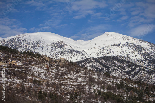 Mountain landscape. The snowy pyrenees in the middle of winter.