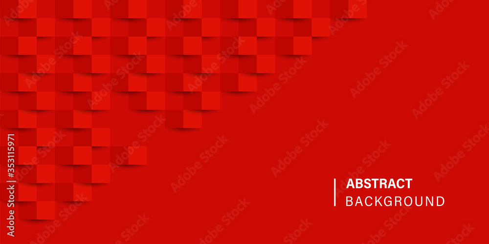 Geometric cube red background. Abstract background texture. Vector abstract background. Banner poster advertising design.