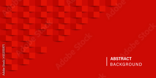 Geometric cube red background. Abstract background texture. Vector abstract background. Banner poster advertising design.