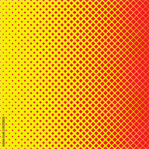Geometric Halftone Abstract Background, yellow and red color. Vector 
