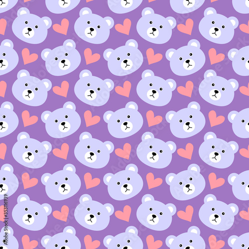 Seamless pattern with cute teddy bears