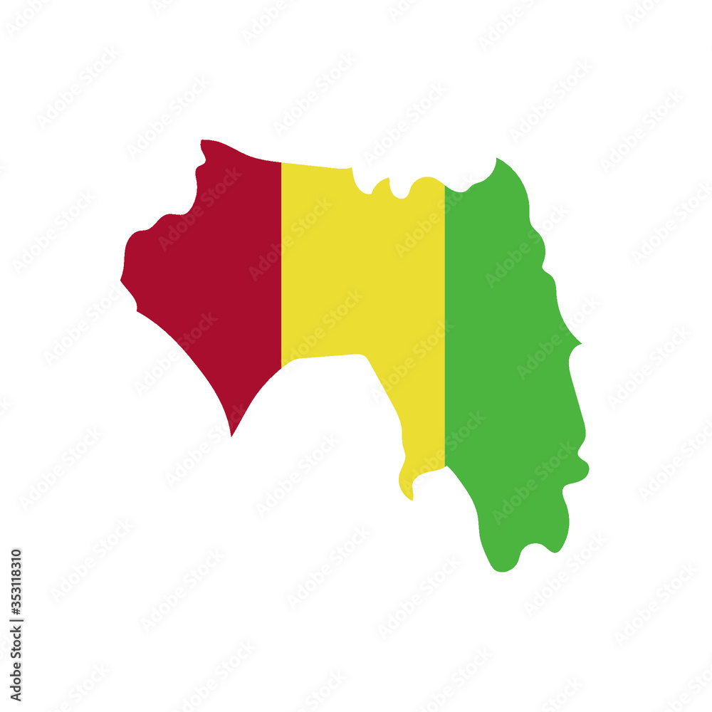 Guinea Flag country of Africa, African map illustration, vector isolated on white background Guinea Flag country of Africa, African map illustration, vector isolated on white background