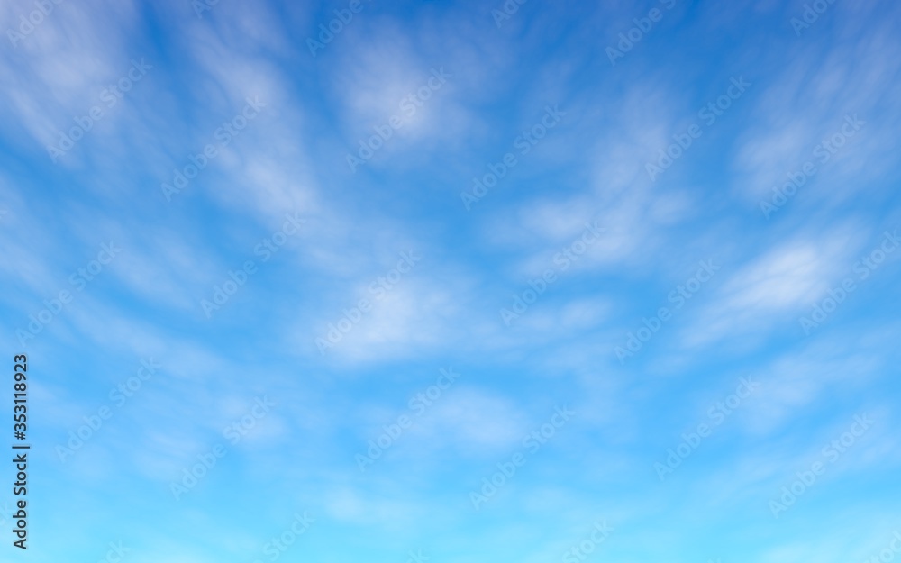 Blue sky background with white clouds. Cumulus white clouds in the clear blue sky in the morning. 3D illustration Blue sky background with white clouds. Cumulus white clouds in the clear blue sky in the morning. 3D illustration