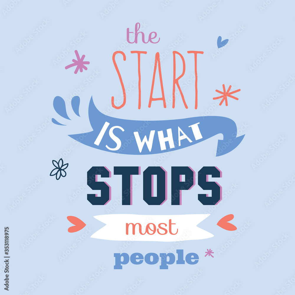 Fototapeta premium Motivational typography poster with cool quote and funny illustration. Trendy cute lettering with elements. Perfect for t shirt design, posters, stickers, banners, cards. Scandinavian style.
