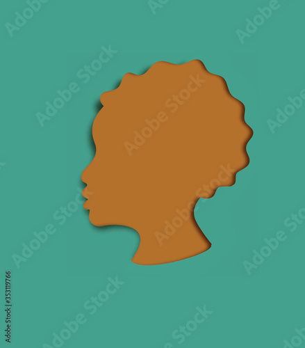 african girl face profile cut out paper. tolerance. vector illustartion