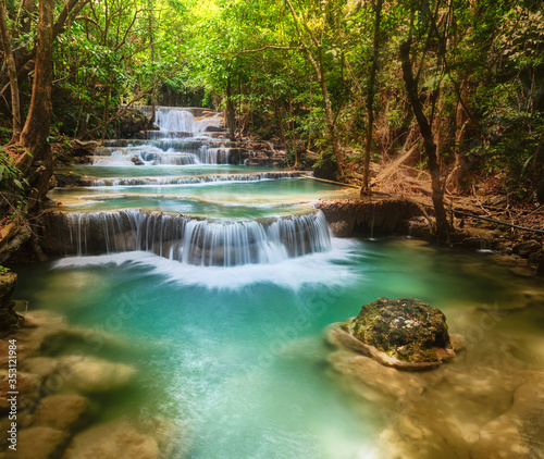 Fototapeta Naklejka Na Ścianę i Meble -  Beautiful waterfall Huai Mae Khamin, Thailand
