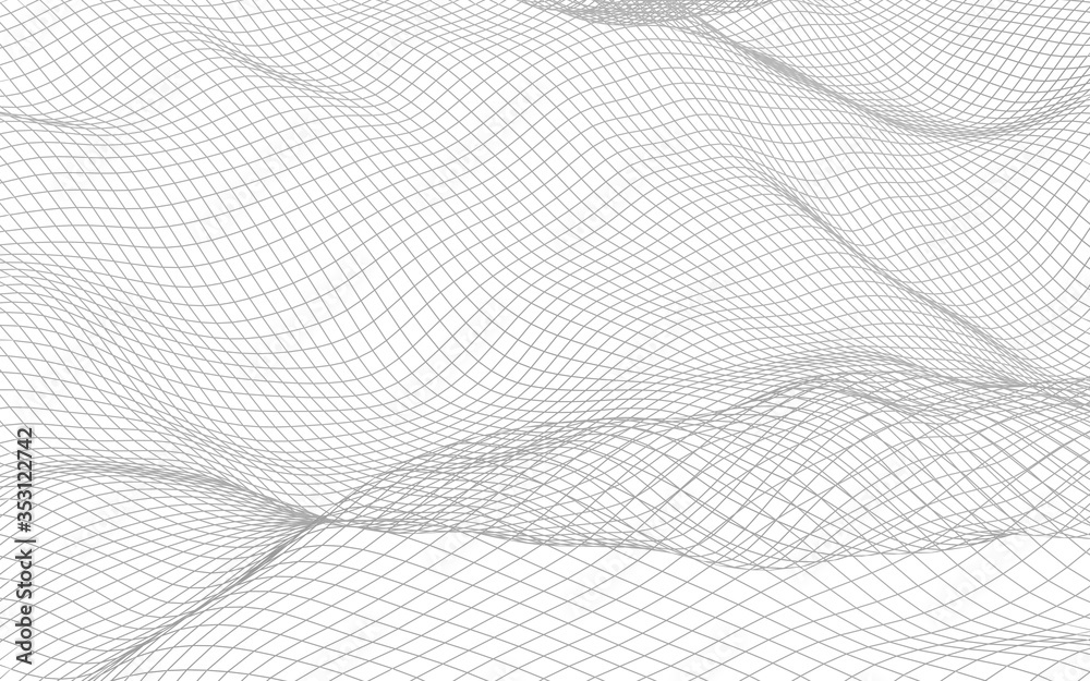 Abstract landscape on a white background. Cyberspace grid. hi tech network. 3d illustration Abstract landscape on a white background. Cyberspace grid. hi tech network. 3d illustration