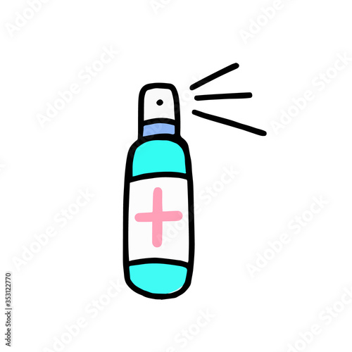hand cleaner.hand-drawn hand sanitizer isolated on a white background.Doodle style.Gel for cleaning hands.