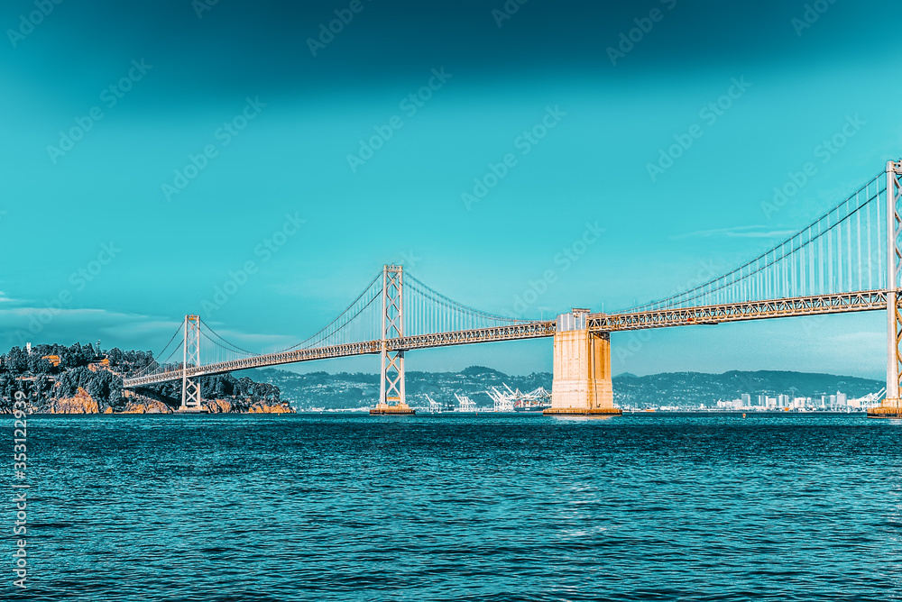Oakland Bay Bridge. Ocean Quay in the north of San Francisco. Oakland Bay Bridge. Ocean Quay in the north of San Francisco.