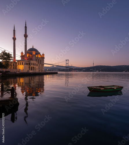 Ortakoy mosque is one of the primary places to be seen in Istanbul. Turkey. © hikrcn