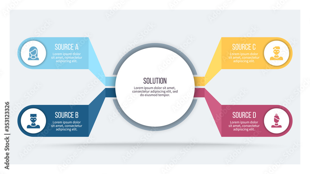 Business infographic. Organization chart with 4 options. Vector template. Business infographic. Organization chart with 4 options. Vector template.