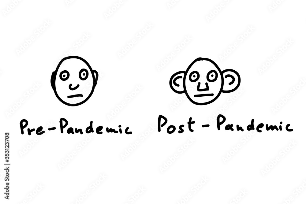 pre and post pandemic cartoon face
