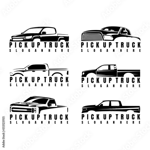 pick up truck logo design vector