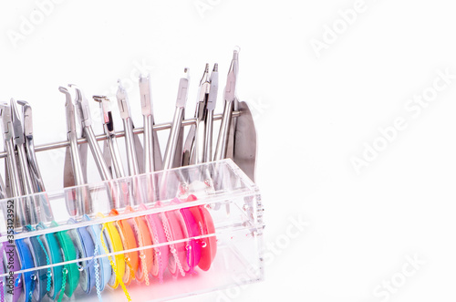 The many kinds of braces or orthodontic stuffs photo