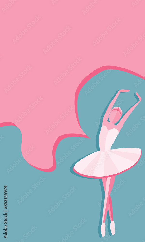 Ballerina figure on pink background. Vector illustration. Can be used for banner, flyer, booklet, poster or as wallpaper. Ballerina figure on pink background. Vector illustration. Can be used for banner, flyer, booklet, poster or as wallpaper.