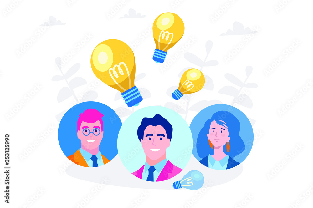 Business meeting, new idea for startup. Vector illustration for web banner, infographics, mobile. happy team. Business meeting, new idea for startup. Vector illustration for web banner, infographics, mobile. happy team.