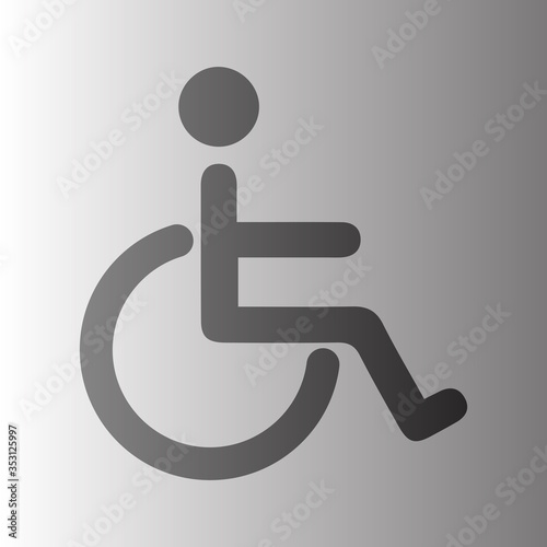 disabled sign icon, handicap sign, toilet vector symbol on background gradient.