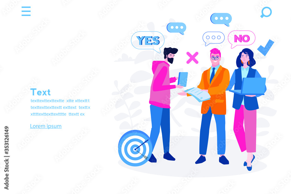 Recruitment, yes no candidate, Vector illustration for web banner, infographics, mobile. Recruitment, yes no candidate, Vector illustration for web banner, infographics, mobile.