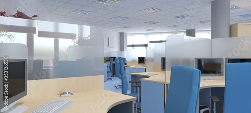 office, interior visualization, 3D illustration © vadim_fl