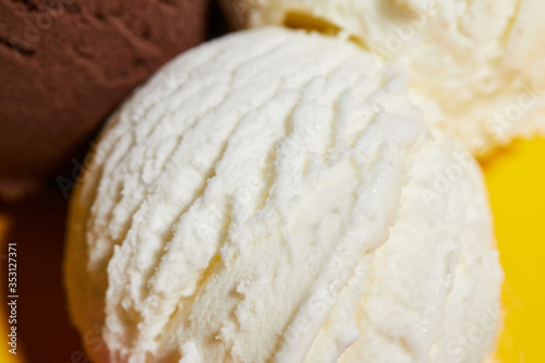 close up view of tasty white ice cream