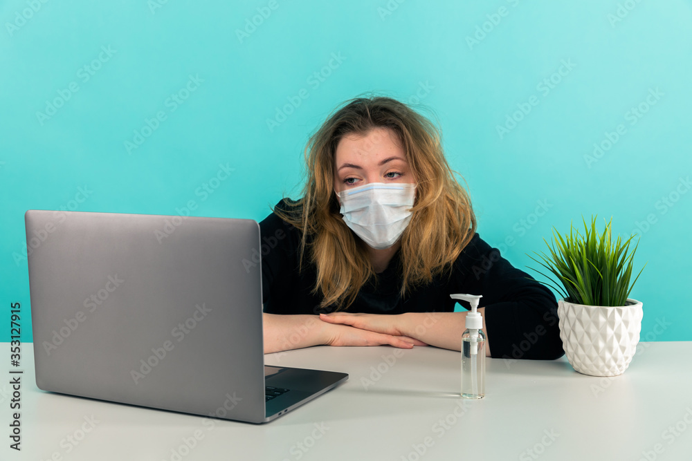 Stressed woman at home working remote Stressed woman at home working remote