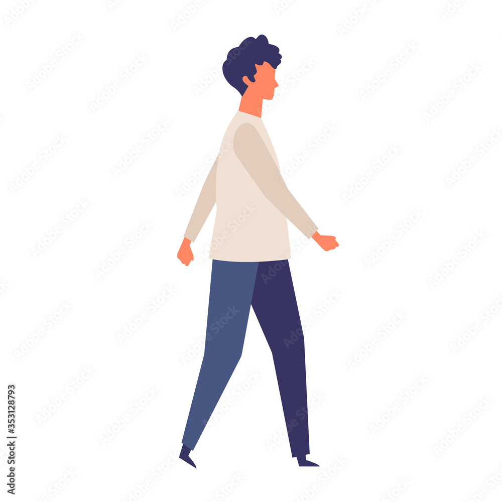 Vector flat illustration of walking man Vector flat illustration of walking man