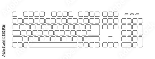 Keyboard linear style vector illustration for computer. Flat keyboard for web design. Device icon.
