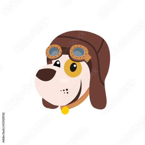 cute smiling dog using helmet as pilot vector illustration design