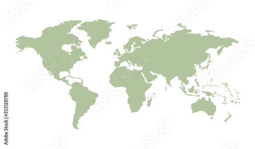 World in flat style on white background. Green earth vector design.