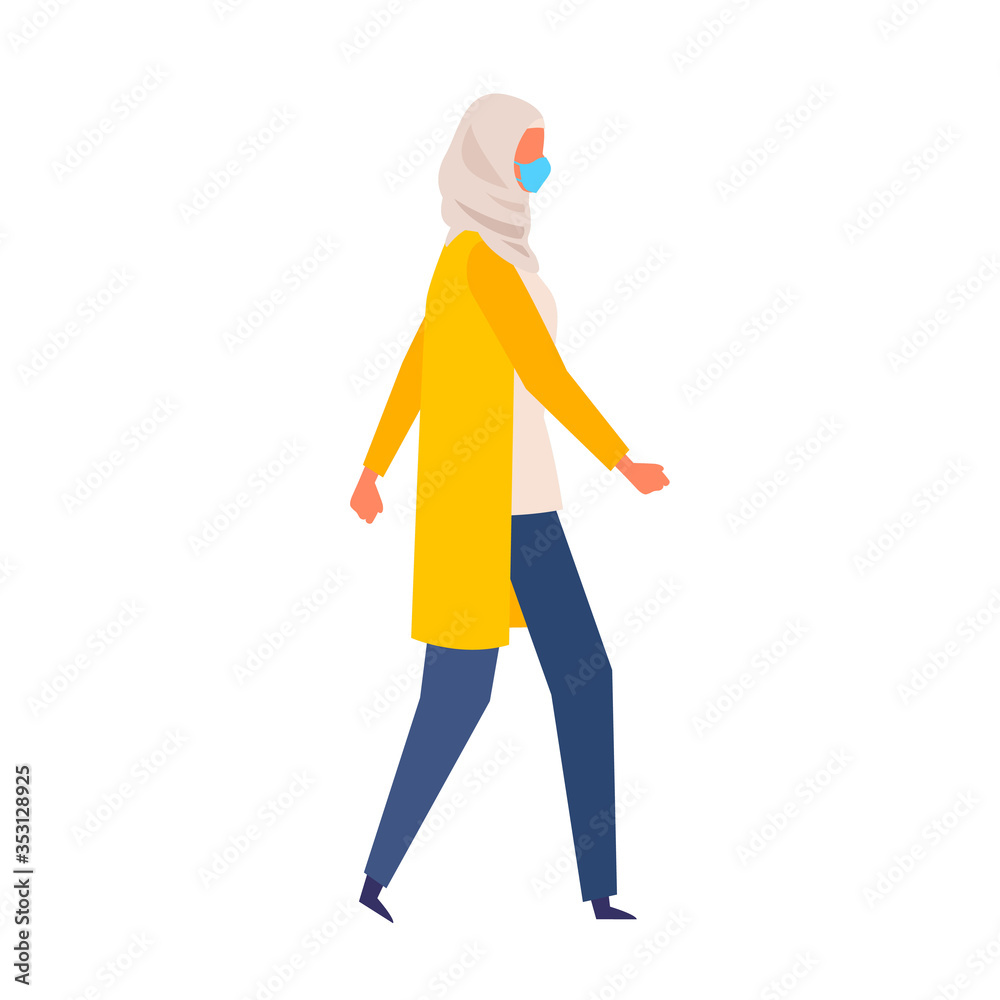 Vector flat illustration of woman wearing a surgical mask Vector flat illustration of woman wearing a surgical mask