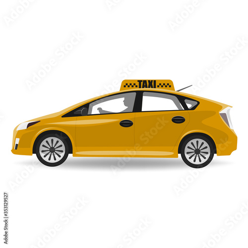 Fototapeta Naklejka Na Ścianę i Meble -  Taxi car icon on a white background