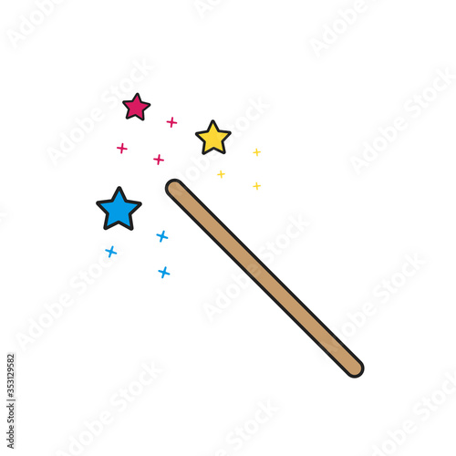 Magic wand cartoon isolated vector illustration in color flat.