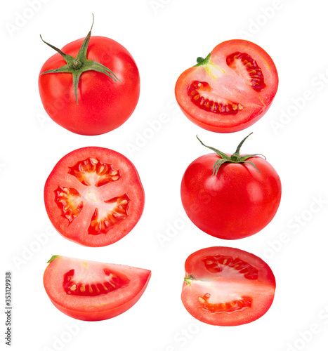 tomato on white background full depth of field