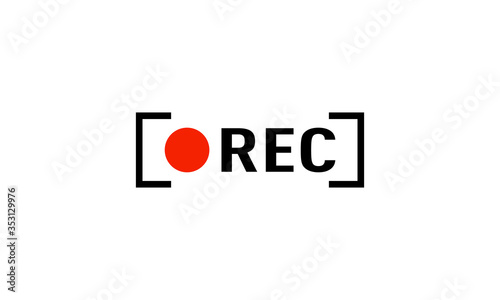 Recording sign. REC icon. Isolated vector ,Recording black with red vector 
