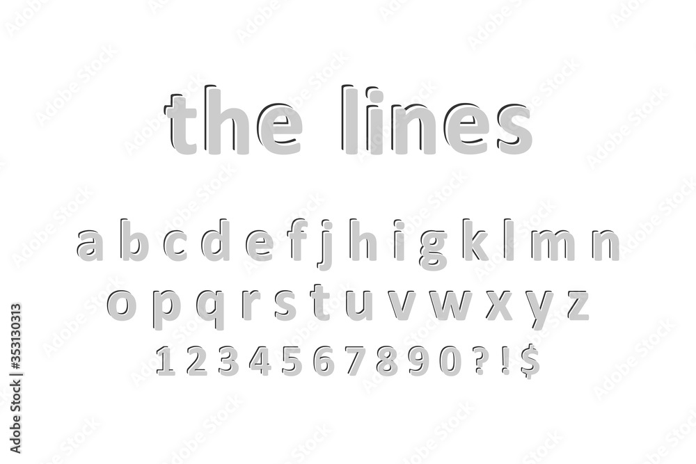 Abstract font line for print design. Vector modern minimal alphabet in flat. Abstract font line for print design. Vector modern minimal alphabet in flat.