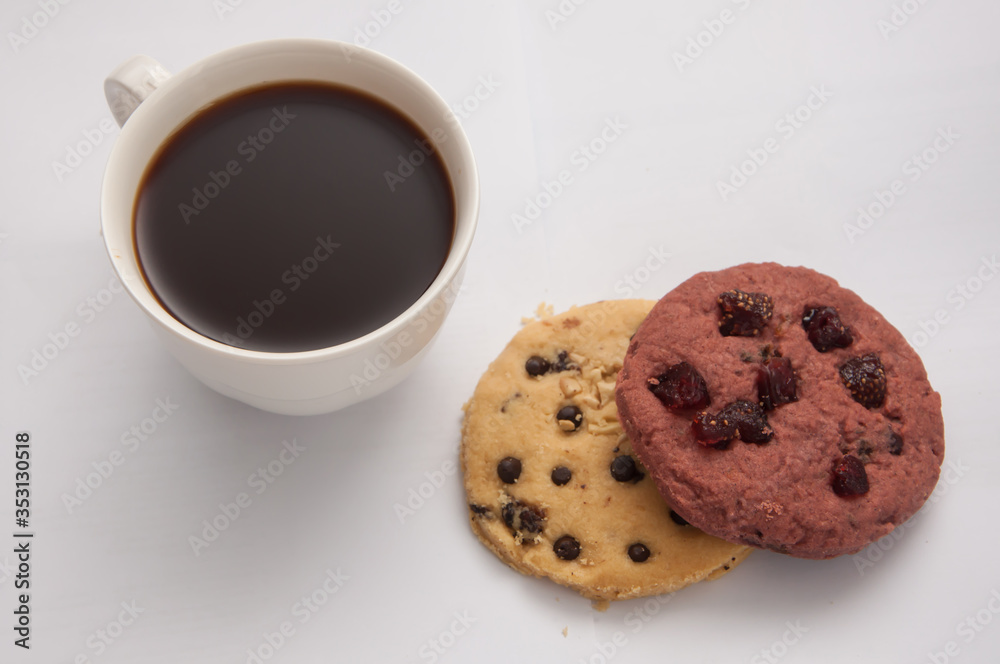 cup of coffee and cookies cup of coffee and cookies