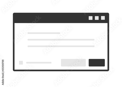 Laptop isolated vector window. Desktop interface design in flat.
