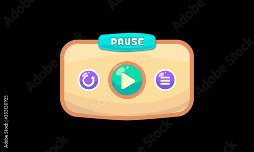 game pause ui kits - game ui elements - vector ui kits