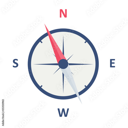 Retro compass in flat, vector vintage illustration. Isoleted simple icon.