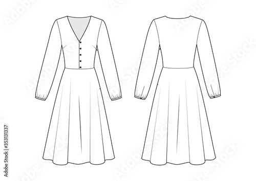 Fashion technical drawing dress