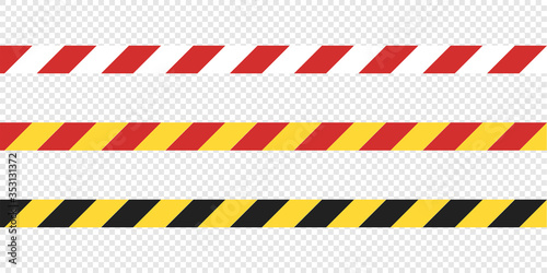 Vector isolated danger tape in simple flat. Yellow and black line.