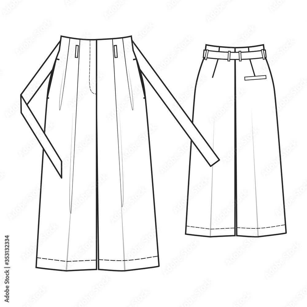 Fashion Technical Drawing Jeans Culottes Stock Vector Royalty Free  1945473127  Shutterstock