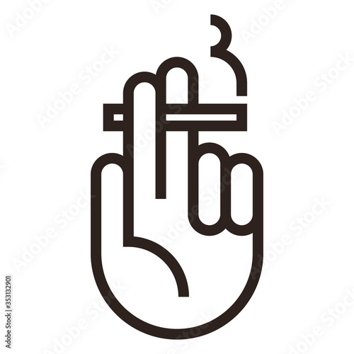Hand holding burning cigarette icon
