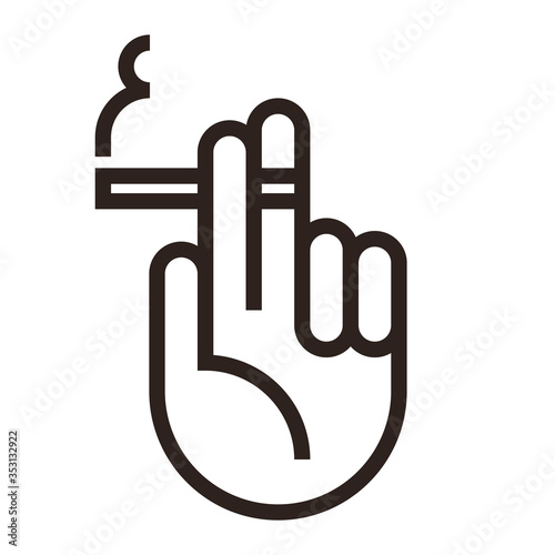 Hand holding burning cigarette icon