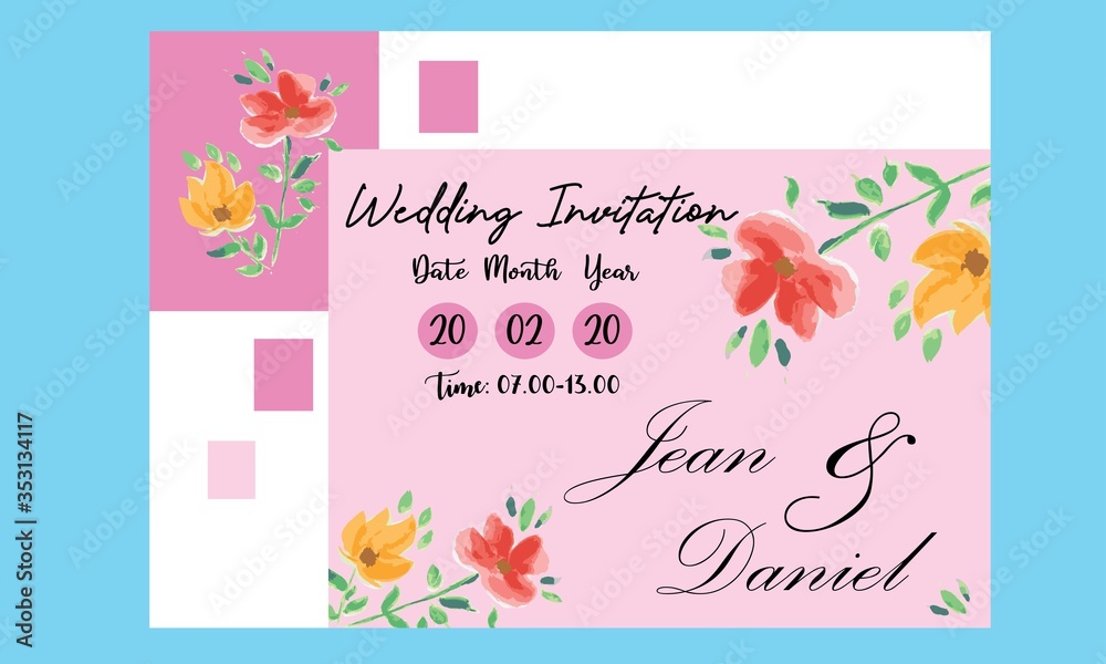 Invitation Wedding Card Watercolor Art Flowers