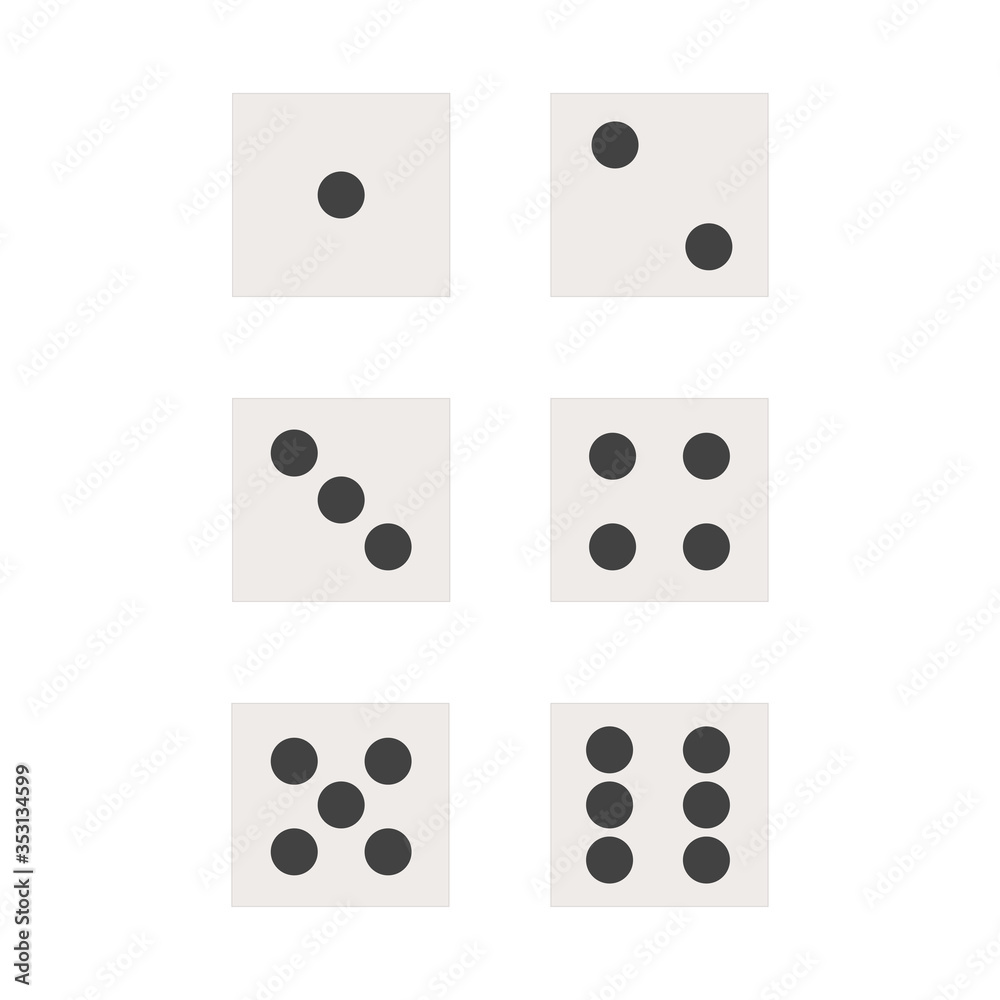 set dice on white background. Isolated vector sign set dice on white background. Isolated vector sign