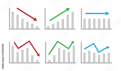 Flat vector infographic. Arrow icon. Stock market illustration.