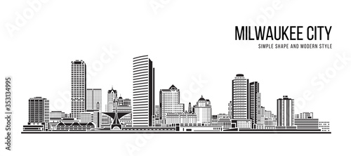 Cityscape Building Abstract Simple shape and modern style art Vector design - Milwaukee city photo
