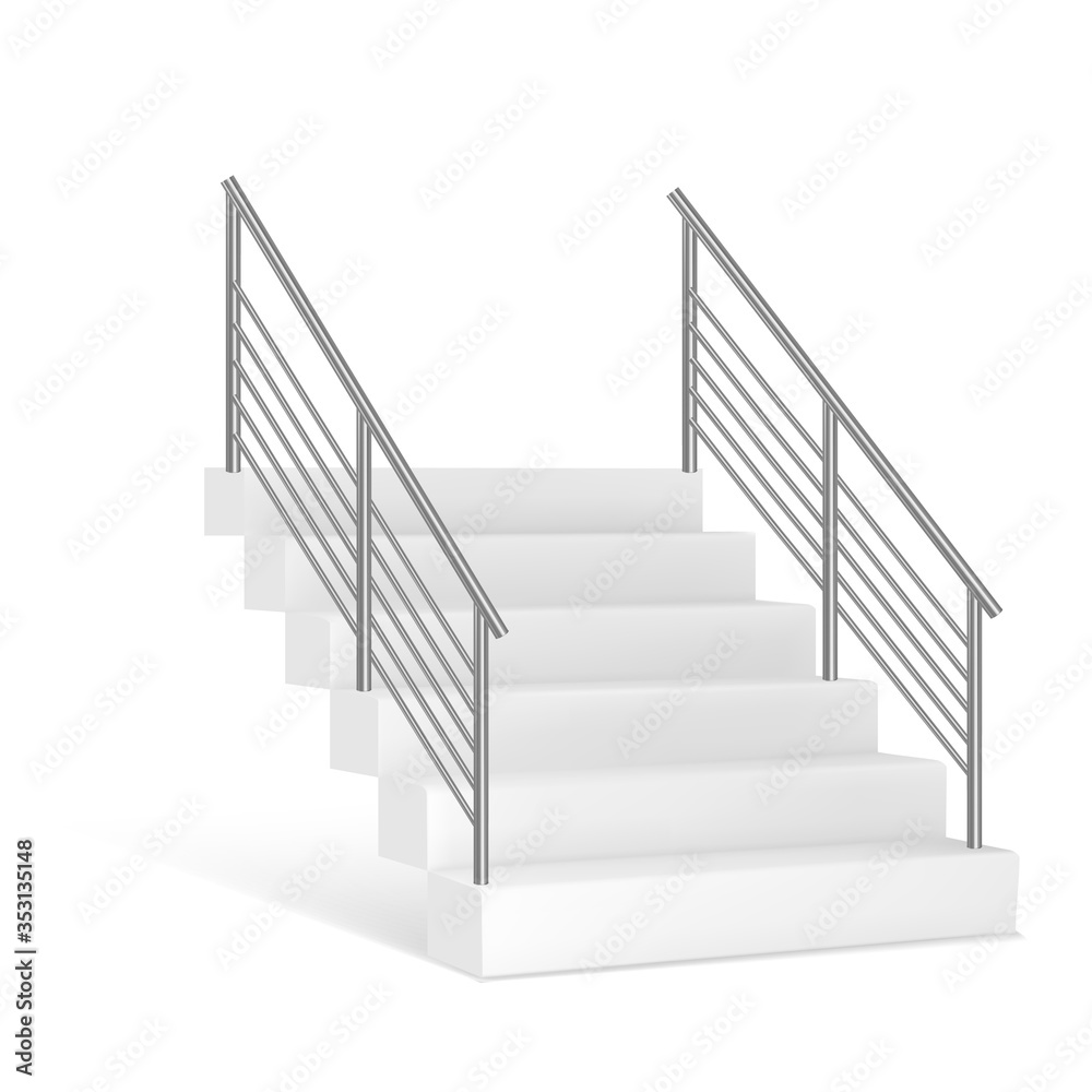 Fototapeta Stairs and stainless steel railing. Vector illustrstion